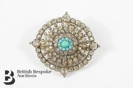 Victorian Diamond and Turquoise Brooch