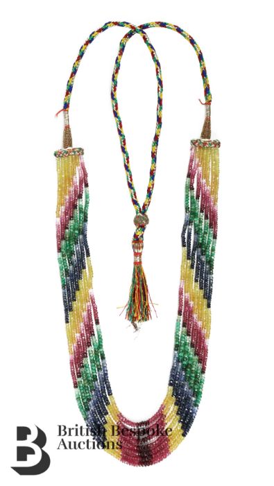 Indian Multi-Coloured Semi-Precious Stone Bead Necklace - Image 2 of 4