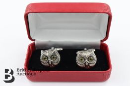 Pair of Silver Owl Cufflinks