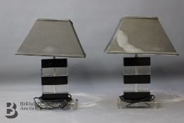 Pair of Contemporary Black and Clear Glass Lamps