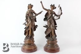 Pair of Large Spelter Figures