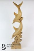 Wood Carving of a Dolphin