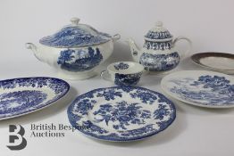 Large Collection of Blue and White Ceramics