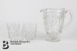 Pressed Glass Water Jug and Cups