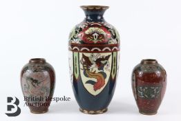 Three 20th Century Cloisonne Vases