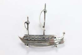 Silver Sailing Ship Figurine