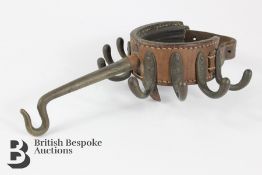 Late 19th Century Campaign Leather and Brass Tent Pole Coat Hanger