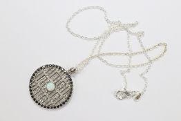 Silver CZ and Opal Panel Necklace