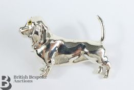 Silver Basset Hound Brooch