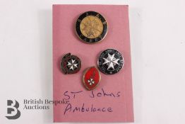 Four Vintage St John's Ambulance Badges