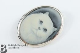 Silver and Porcelain Brooch