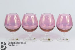 Set of Four Cranberry Brandy Glasses