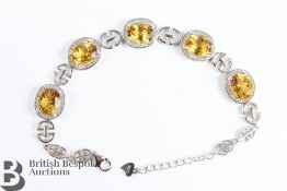 Silver CZ and Citrine Bracelet