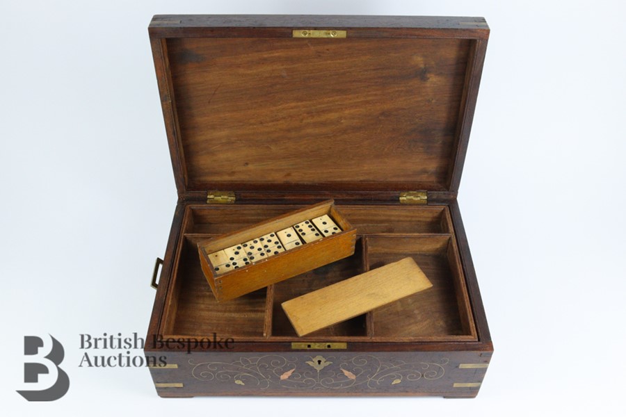 Indian Mahogany Brass Inlaid Box - Image 2 of 2