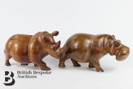 Two Carved Wooden Animals