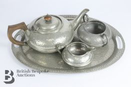 Early 20th Century Hammered Pewter Tea Set