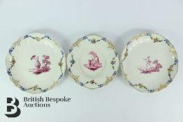 Three 18th Century Ansbach The Hague Hand Painted Plates