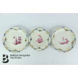 Three 18th Century Ansbach The Hague Hand Painted Plates