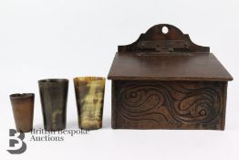 Early 19th Century Carved Oak Candle Box