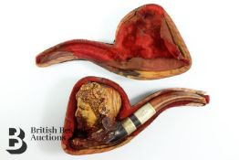 Silver Collared Meerschaum Pipe