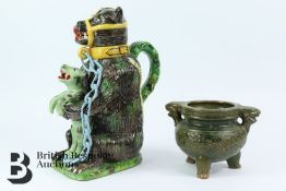 Staffordshire 'Bear Grease' Pitcher and Cover