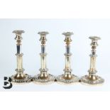 Two Pairs of Georgian Silver Plated Candlesticks