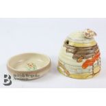 Clarice Cliff Honey Jar and Pin Dish