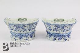 Pair of Delft Blue and White Tulip Vases