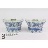 Pair of Delft Blue and White Tulip Vases