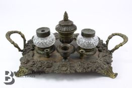 19th Century Gilt Bronze Ink Stand