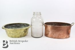 Georgian Brass Planter and Copper Jardiniere