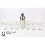 Babycham Glasses and Chrome Plated Cocktail Shaker