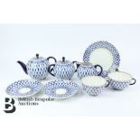 Blue and White Russian Porcelain Tea Set