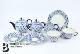 Blue and White Russian Porcelain Tea Set