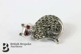 Silver and Marcasite Cat Brooch