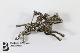 Silver and Marcasite Jockey Pin Brooch