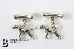 Pair of Silver Dog and Bone Cufflink's