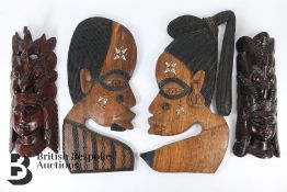 Four Wood Carved Masks