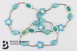 1970's Blue and White Mary Quant Style Necklace
