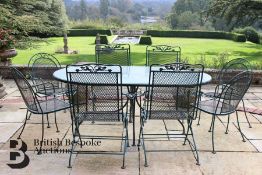 Green Painted Metal Outdoor Oval Dining Table