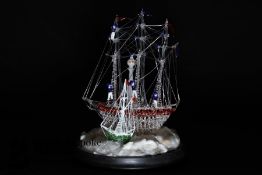 Victorian Nailsea Glass Ship