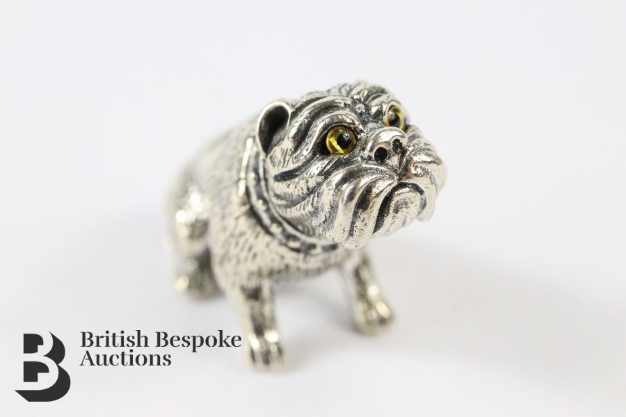 Miniature Silver Bulldog Figurine