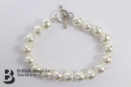 Silver and Fresh Water Pearl Bangle