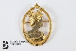 Silver Gilt Brooch of a Woman