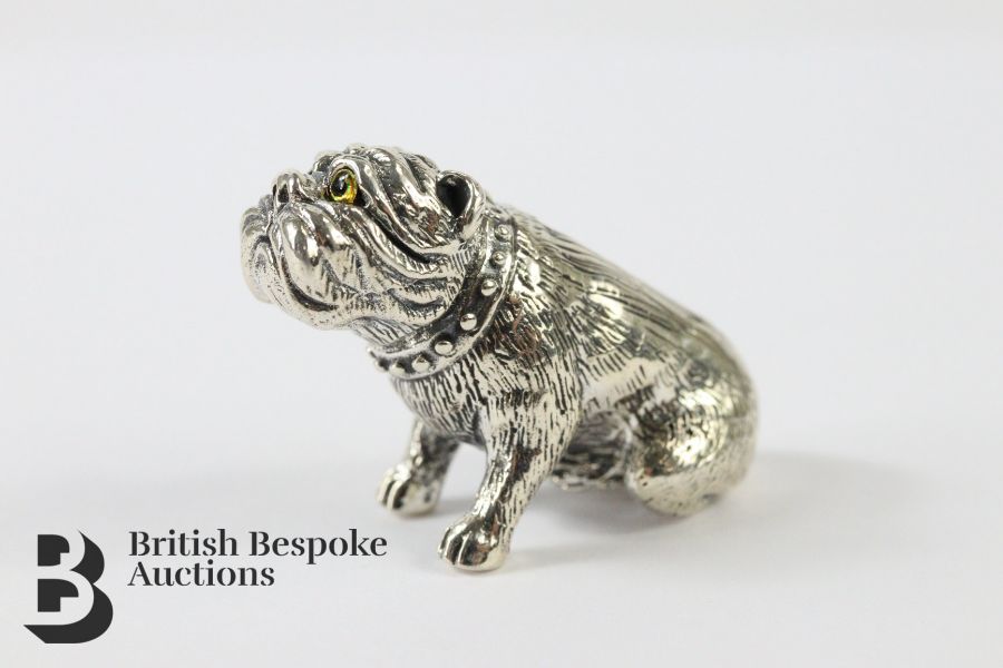 Miniature Silver Bulldog Figurine - Image 2 of 3