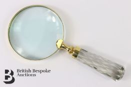 Brass and Cut Glass Magnifying Glass