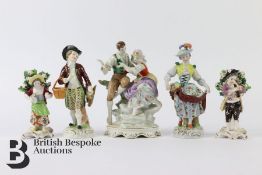 Five Continental Porcelain Figurines