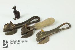 Three Metal Bull's Head Tin Openers