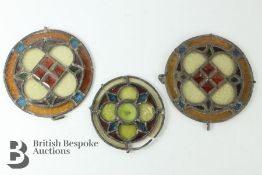 Three Pieces of Circular Lead Glass