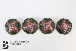 Four Art Nouveau Enamel Buttons